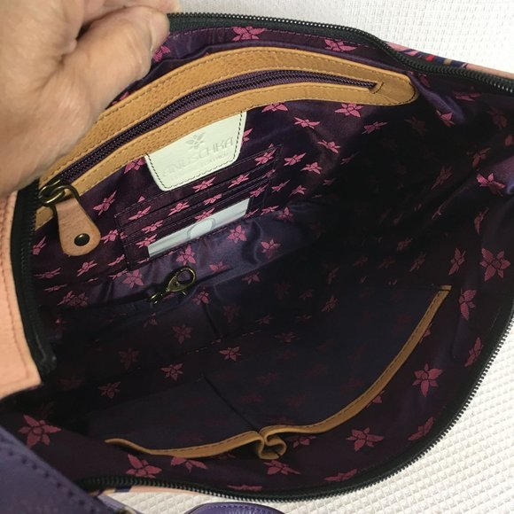 Anuschka  NEVER USED Handpained Leather Shoulder Bag Tropical Toucans - Picture 6 of 10